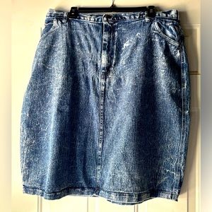 Vintage acid wash denim skirt Venezia plus size 16 18 blue Jean